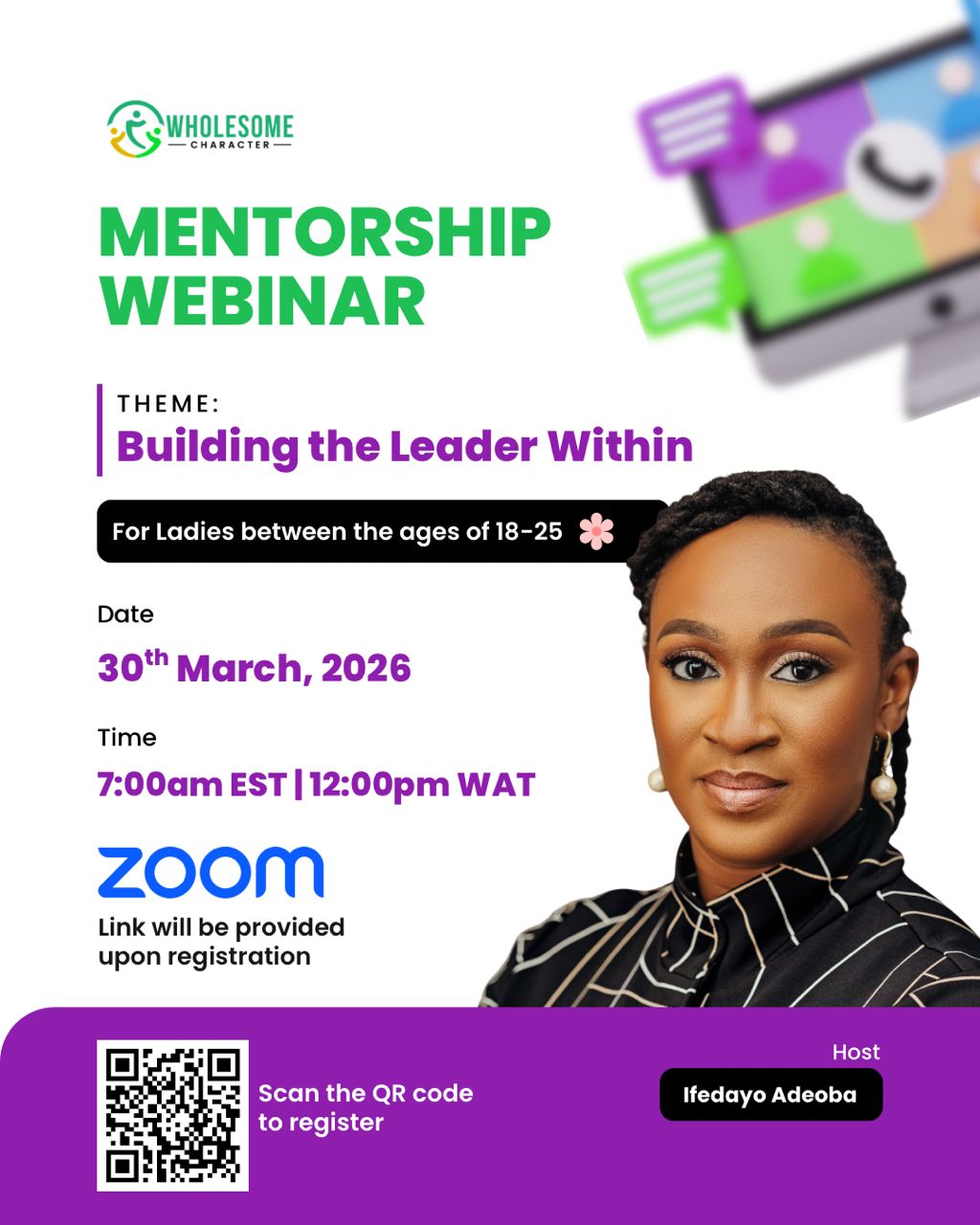 Date : 30th March 2026 Time : 7:00 AM EST/12 :00PM WAT Venue : Zoom
